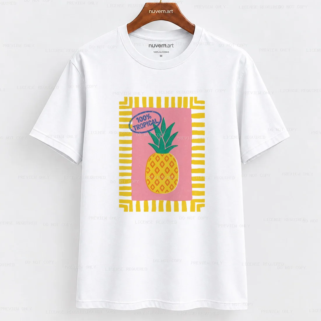 Estampa de Camiseta Termocolante Digital DTF Pronta Para Aplicar na Roupa Moda Feminina 2026 Premium | Abacaxi e Folhas