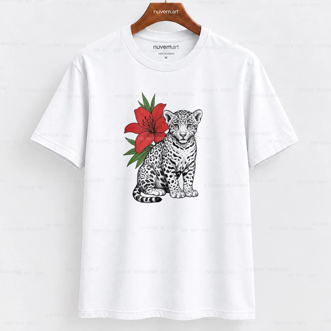 Estampa de Camiseta Termocolante Digital DTF Pronta Para Aplicar na Roupa Moda Feminina 2026 Premium | Tigre e Flores