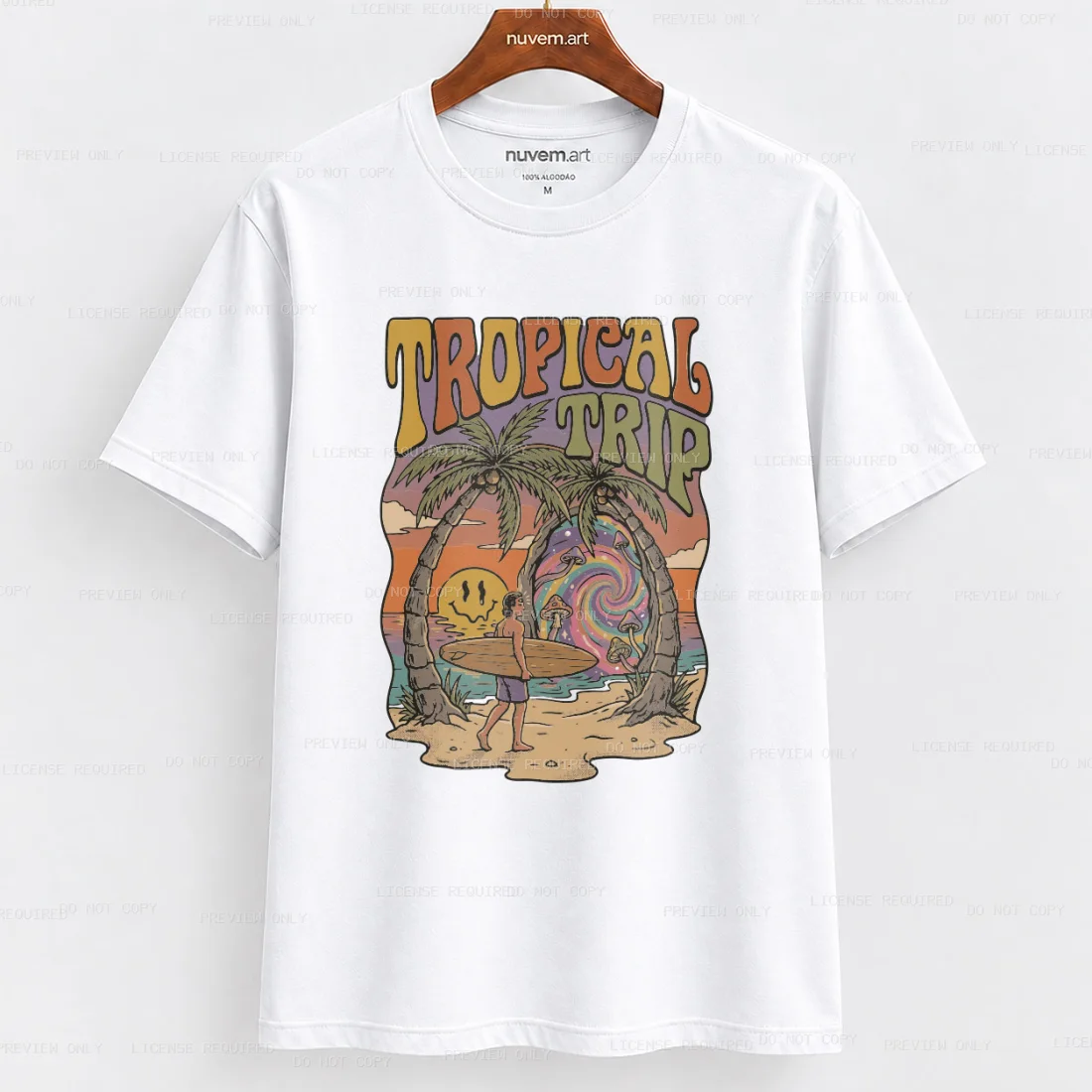 Estampa de Camiseta Termocolante Digital DTF Pronta Para Aplicar na Roupa Moda Feminina 2026 Premium | Praia Tropical 2