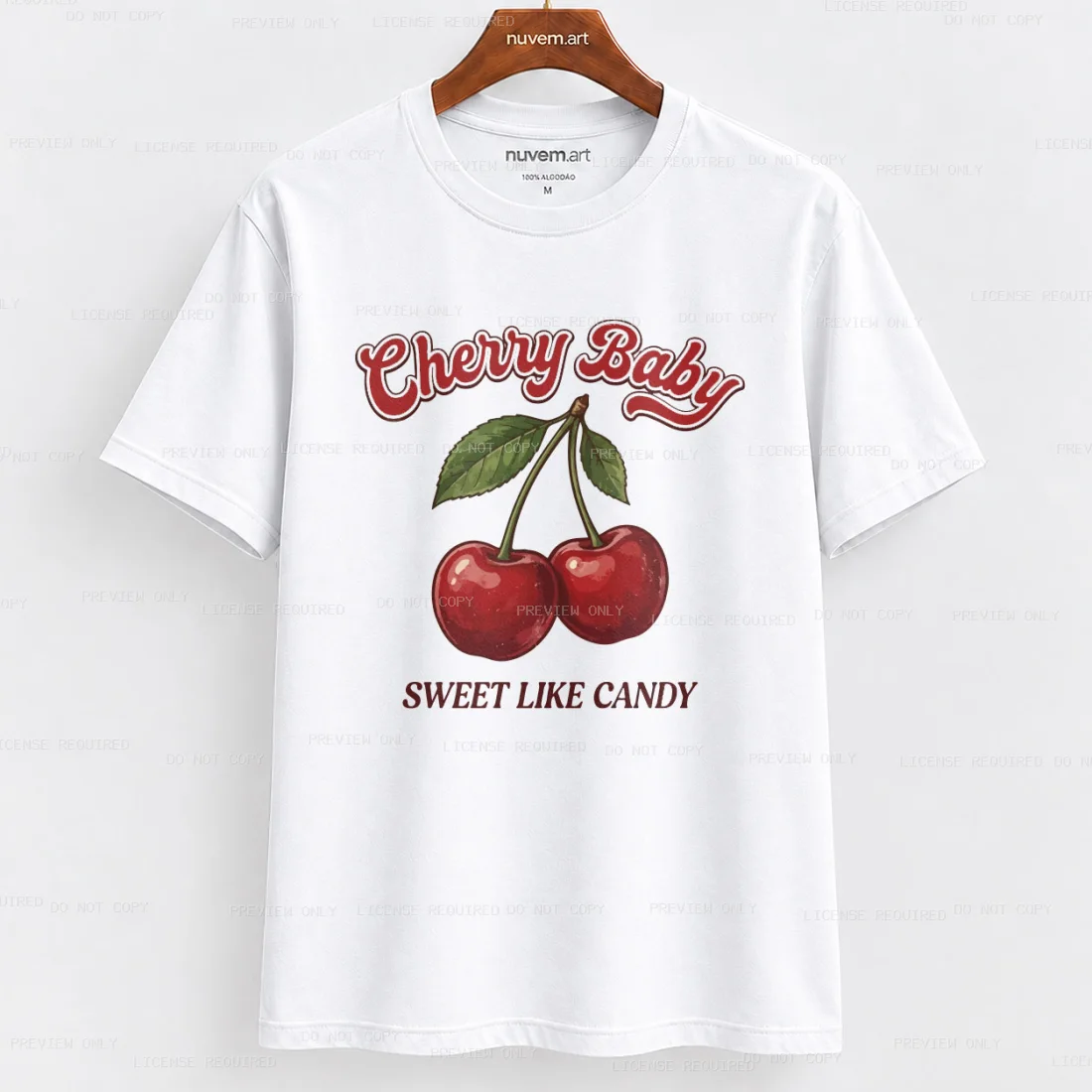 Estampa de Camiseta Termocolante Digital DTF Pronta Para Aplicar na Roupa Moda Feminina 2026 Premium | Cerejas Delicadas