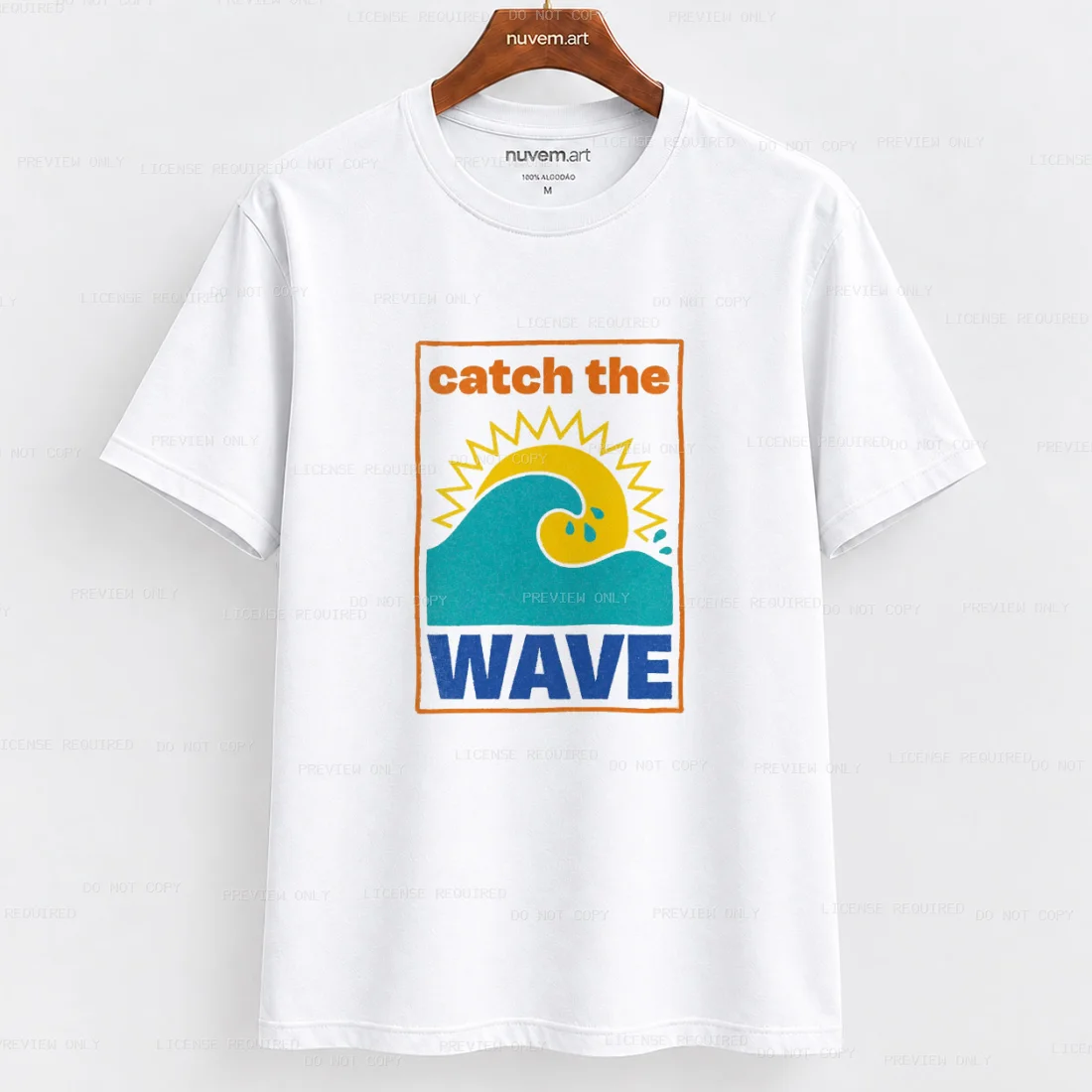 Estampa de Camiseta Termocolante Digital DTF Pronta Para Aplicar na Roupa Moda Feminina 2026 Premium | Gato e Onda