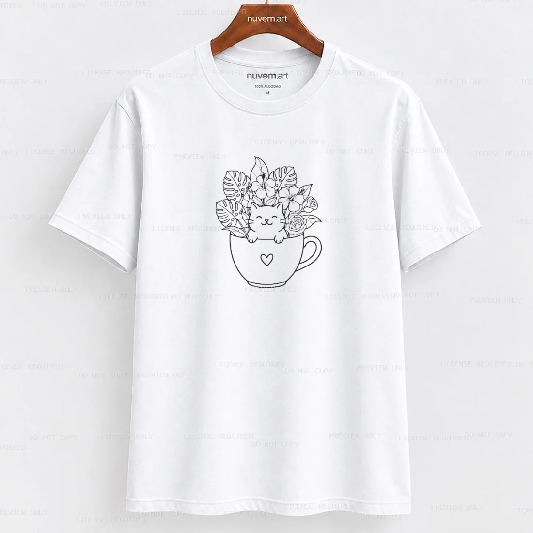 Estampa de Camiseta Termocolante Digital DTF Pronta Para Aplicar na Roupa Moda Feminina 2026 Premium | Gato Fofo