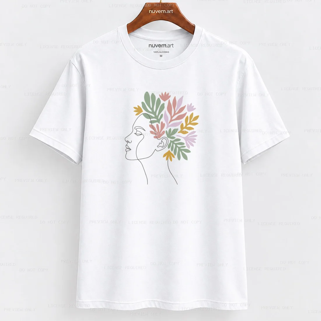 Estampa de Camiseta Termocolante Digital DTF Pronta Para Aplicar na Roupa Moda Feminina 2026 Premium | Rosto e Flores