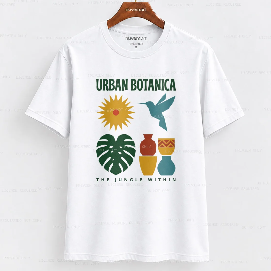 Estampa de Camiseta Termocolante Digital DTF Pronta Para Aplicar na Roupa Moda Feminina 2026 Premium | Folhas em Grade