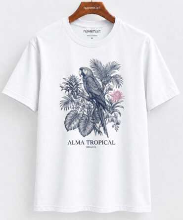 Estampa de Camiseta Termocolante Digital DTF Pronta Para Aplicar na Roupa Moda Feminina 2026 Premium | Folhas Tropicais