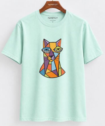 Estampa de Camiseta Termocolante Digital DTF Pronta Para Aplicar na Roupa Moda Feminina 2026 Premium | Gato Ilustrado 1