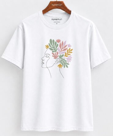 Estampa de Camiseta Termocolante Digital DTF Pronta Para Aplicar na Roupa Moda Feminina 2026 Premium | Rosto e Flores