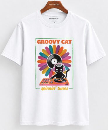 Estampa de Camiseta Termocolante Digital DTF Pronta Para Aplicar na Roupa Moda Feminina 2026 Premium | Gato Retrô