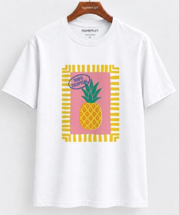 Estampa de Camiseta Termocolante Digital DTF Pronta Para Aplicar na Roupa Moda Feminina 2026 Premium | Abacaxi e Folhas