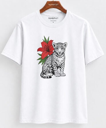 Estampa de Camiseta Termocolante Digital DTF Pronta Para Aplicar na Roupa Moda Feminina 2026 Premium | Tigre e Flores