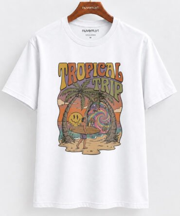 Estampa de Camiseta Termocolante Digital DTF Pronta Para Aplicar na Roupa Moda Feminina 2026 Premium | Praia Tropical 2